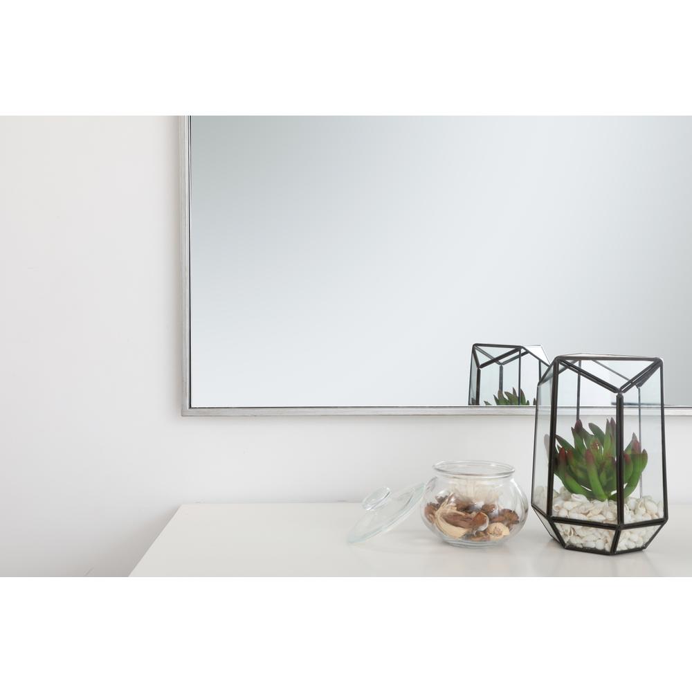 Metal frame rectangle mirror 36 inch in silver. Picture 9