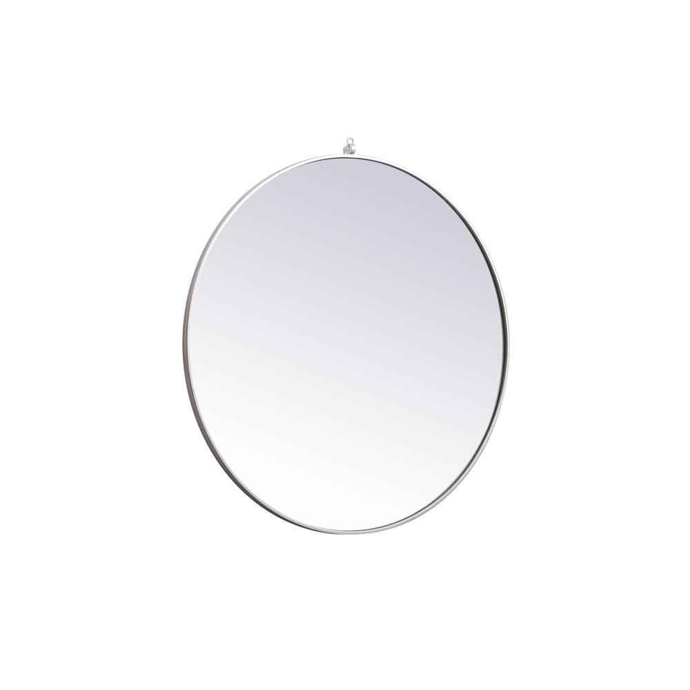 Metal frame round mirror with decorative hook 39 inch in silver. Picture 5