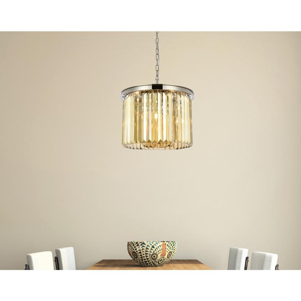 Sydney 6 light polished nickel Pendant Golden Teak (Smoky) Royal Cut Crystal. Picture 8