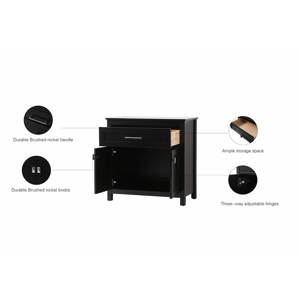 30 Inch Wide Bathroom Storage Freestanding Cabinet In Black. Picture 12