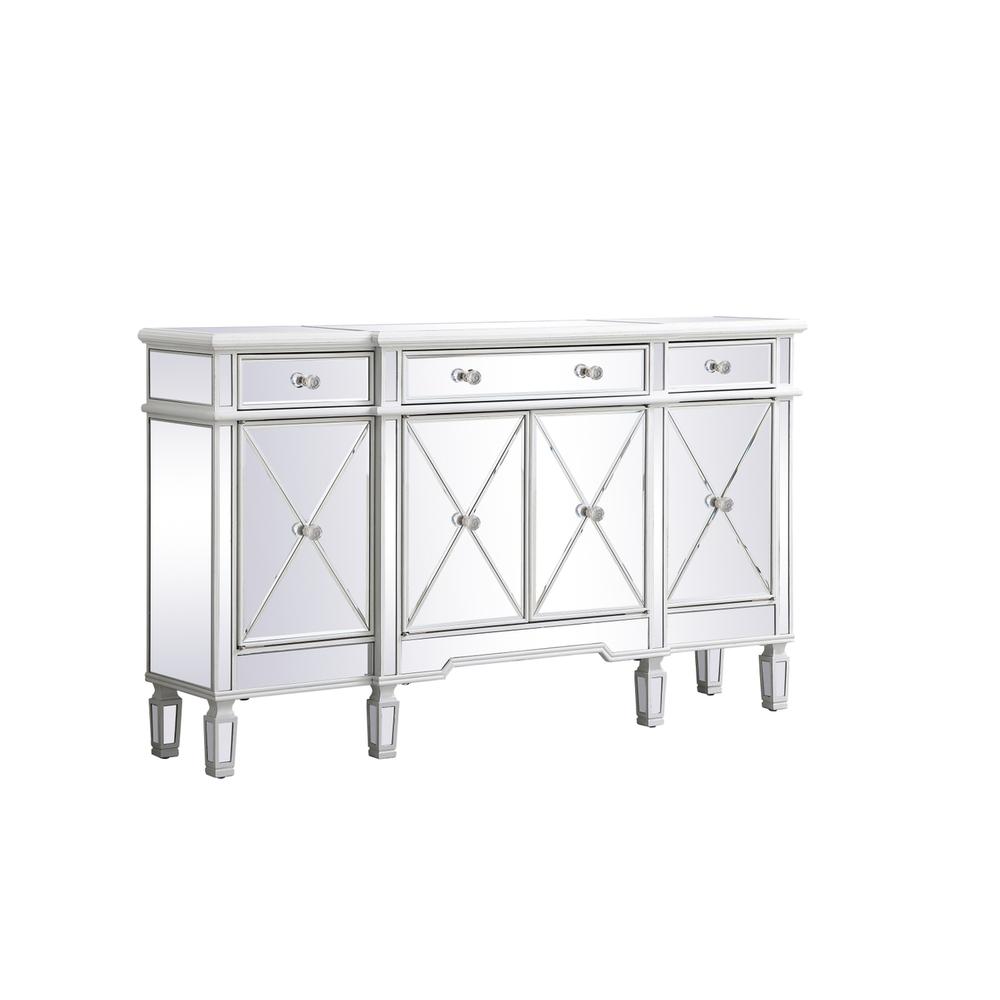 60 inch mirrored credenza in antique white. Picture 4
