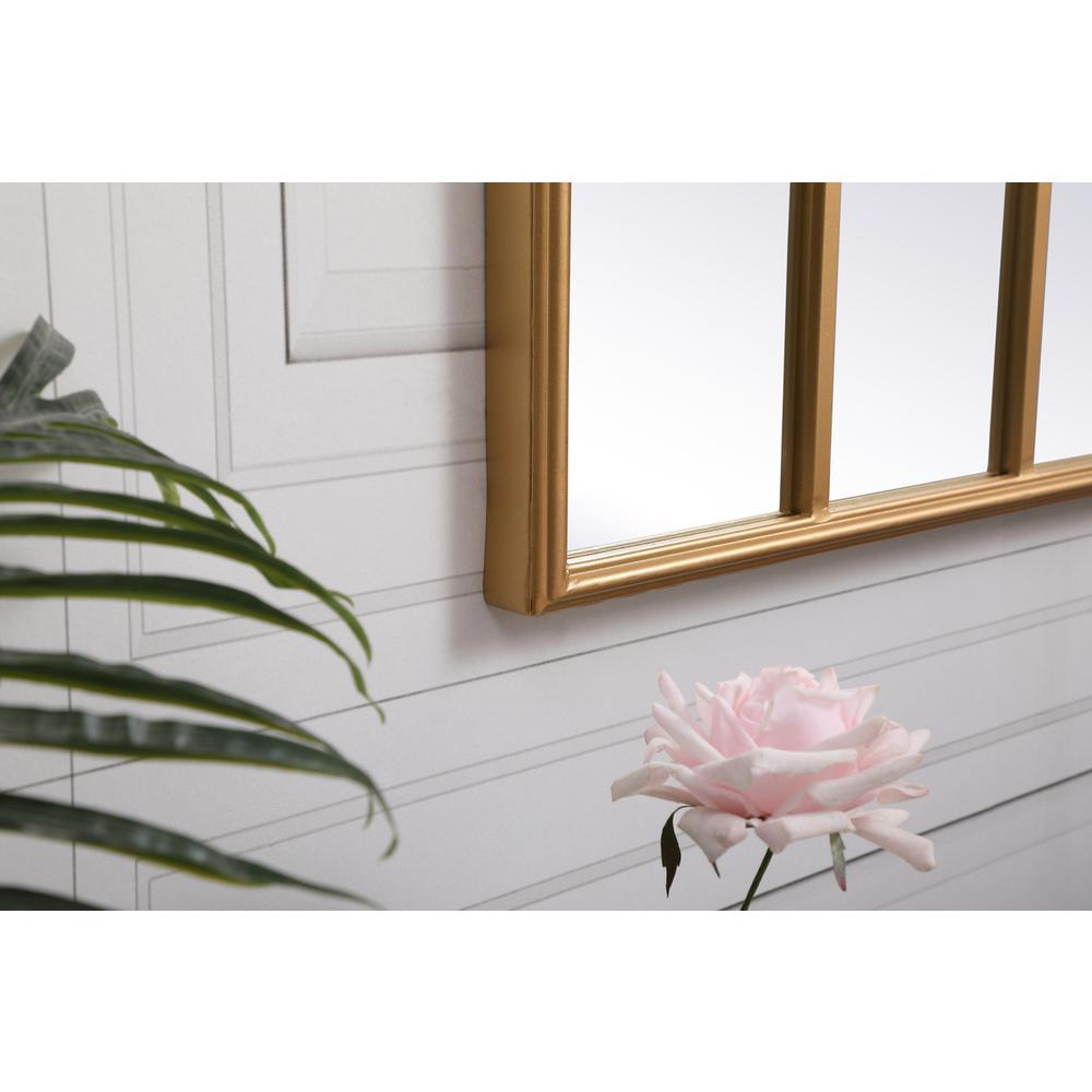 Metal windowpane mirror 28 inch x 41 inch in in Brass. Picture 4