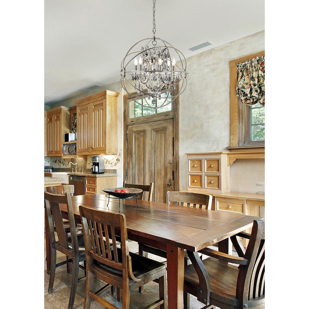 Geneva 6 light polished nickel Chandelier Silver Shade (Grey) Royal Cut crystal. Picture 7