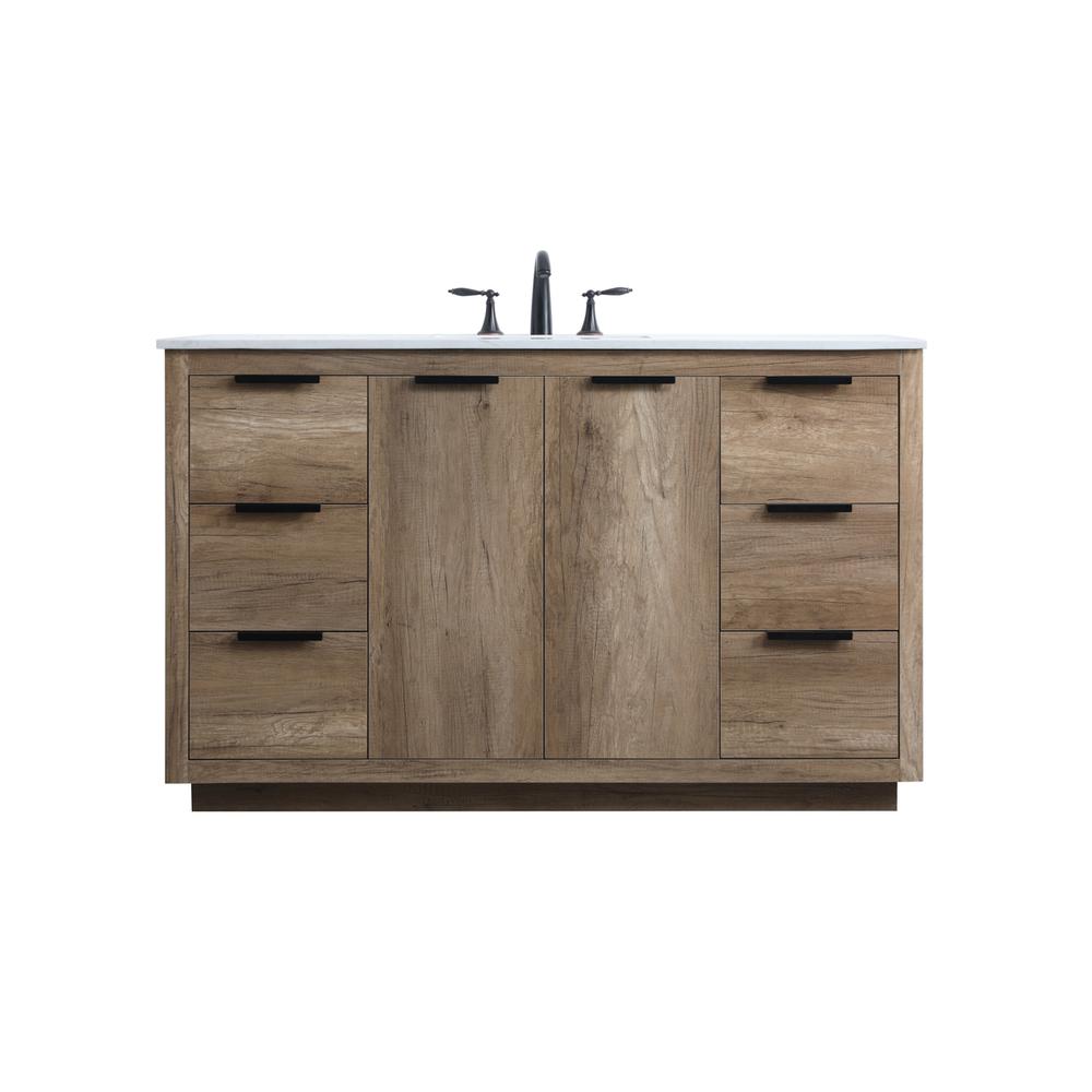 54 Inch SIngle Bathroom Vanity In Natural Oak. Picture 1