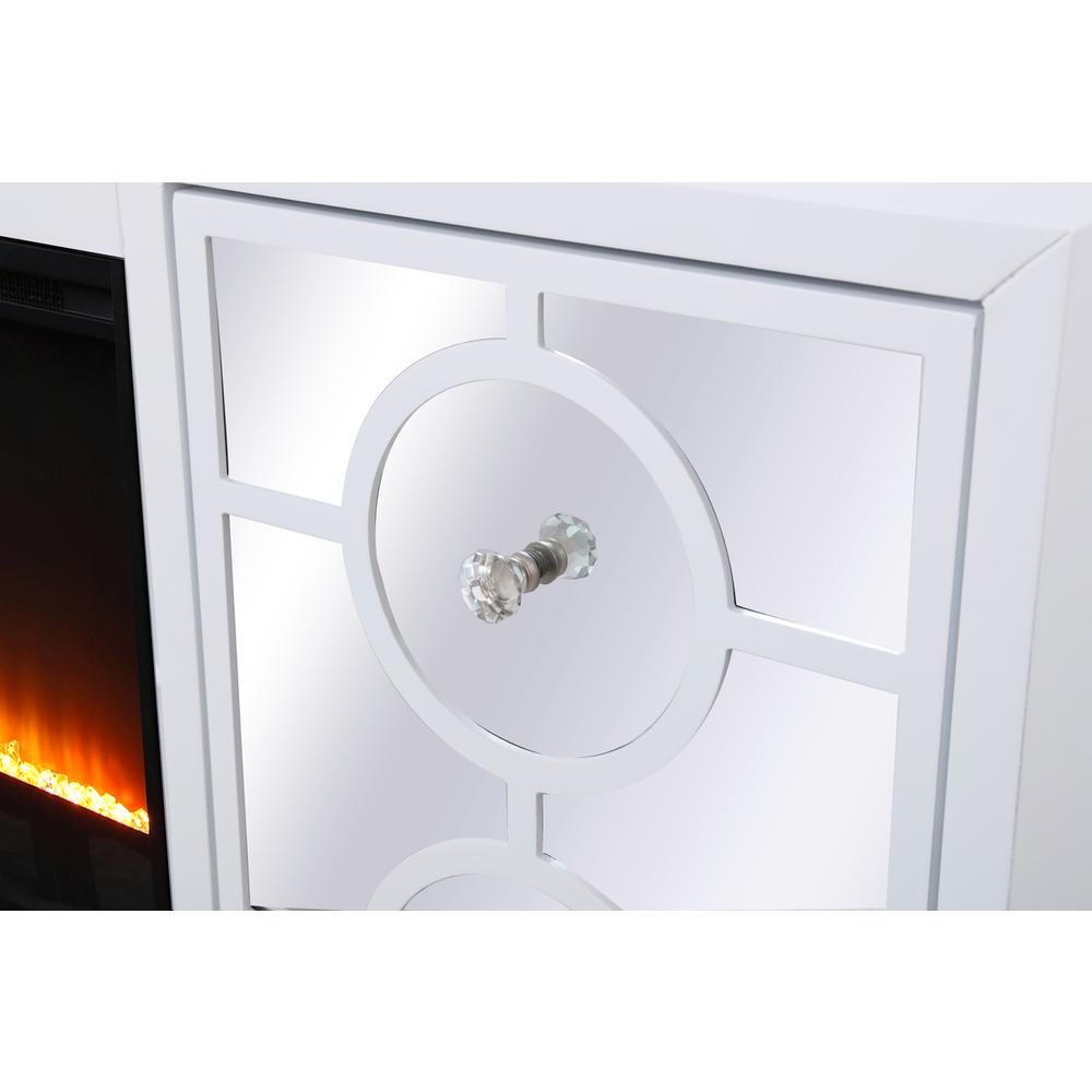 60 in. mirrored TV stand with crystal fireplace insert in white. Picture 7
