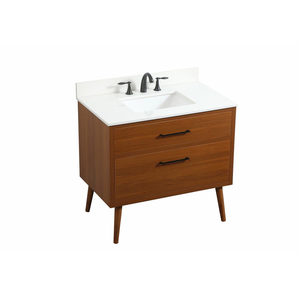 36 inch Single bathroom vanity in teak with backsplash. Picture 8