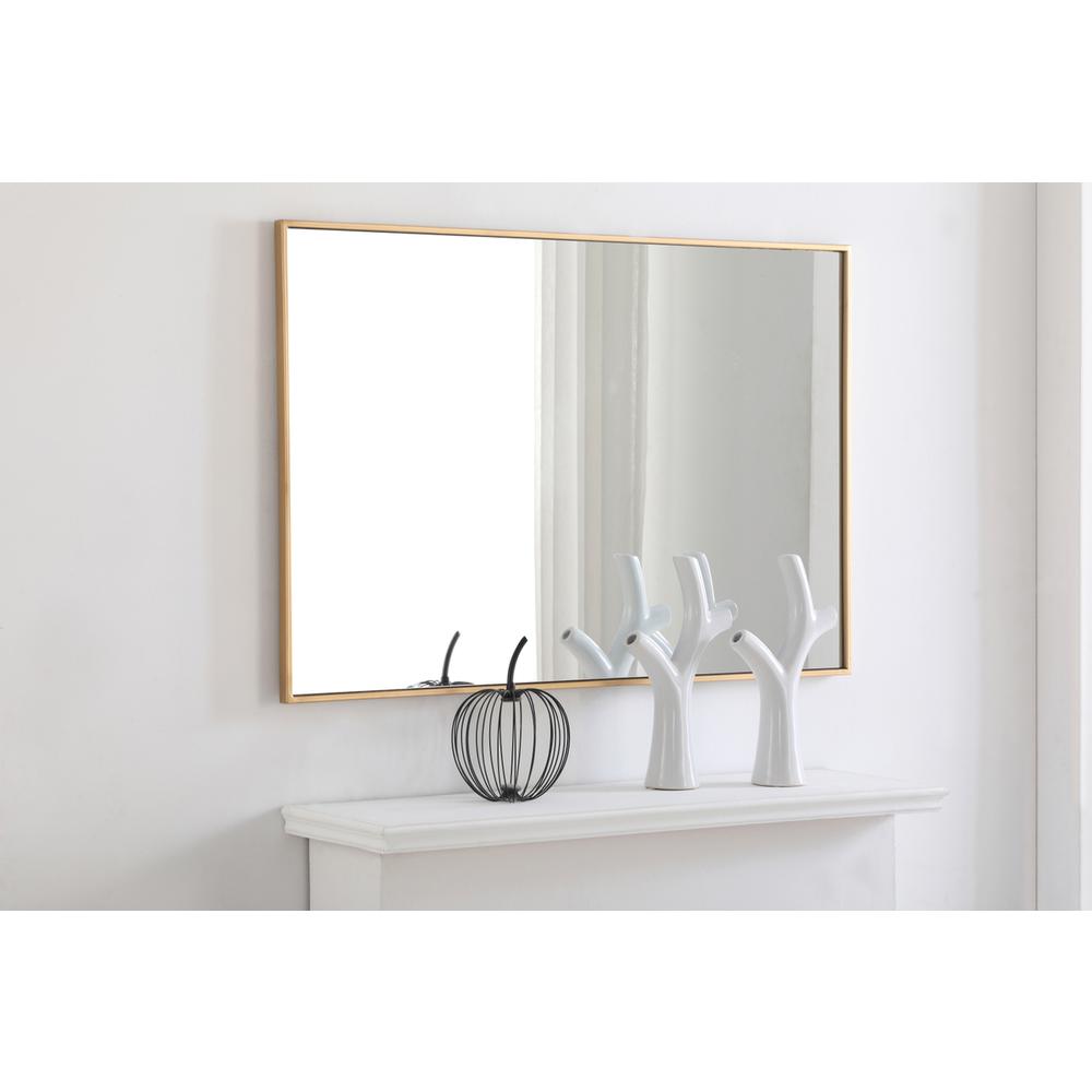 Metal frame Rectangle Mirror 28 inch Brass. Picture 7