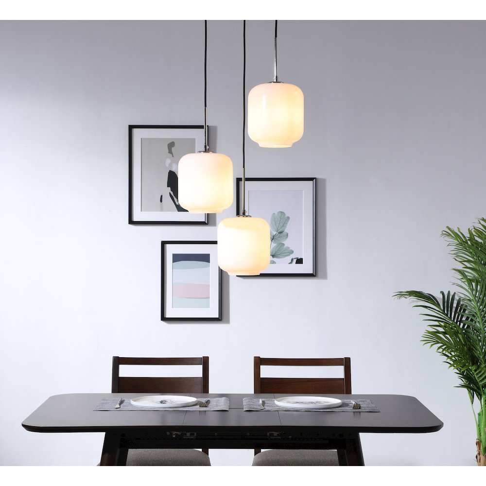 Collier 3 Light Chrome And Frosted White Glass Pendant. Picture 2