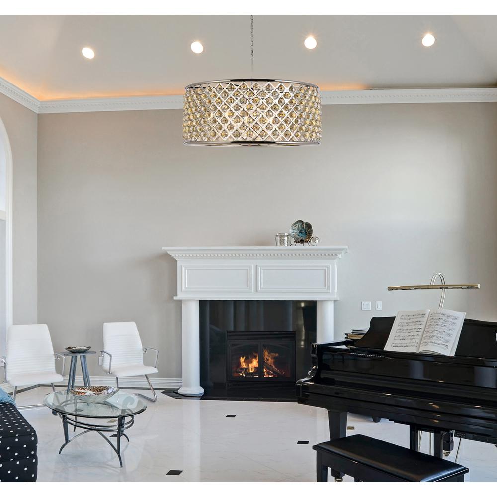 Madison 10 light polished Nickel Chandelier Golden Teak. Picture 8