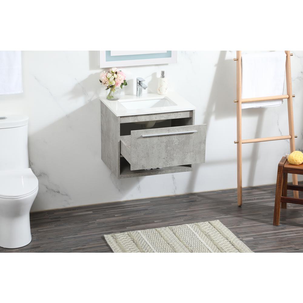 24 inch Single bathroom vanity in concrete grey. Picture 3