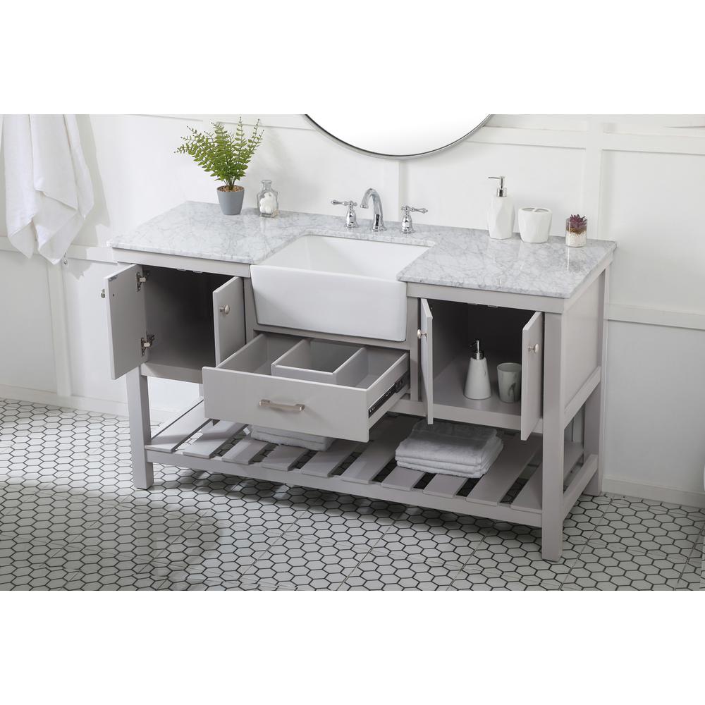 60 inch Single bathroom vanity in grey. Picture 3