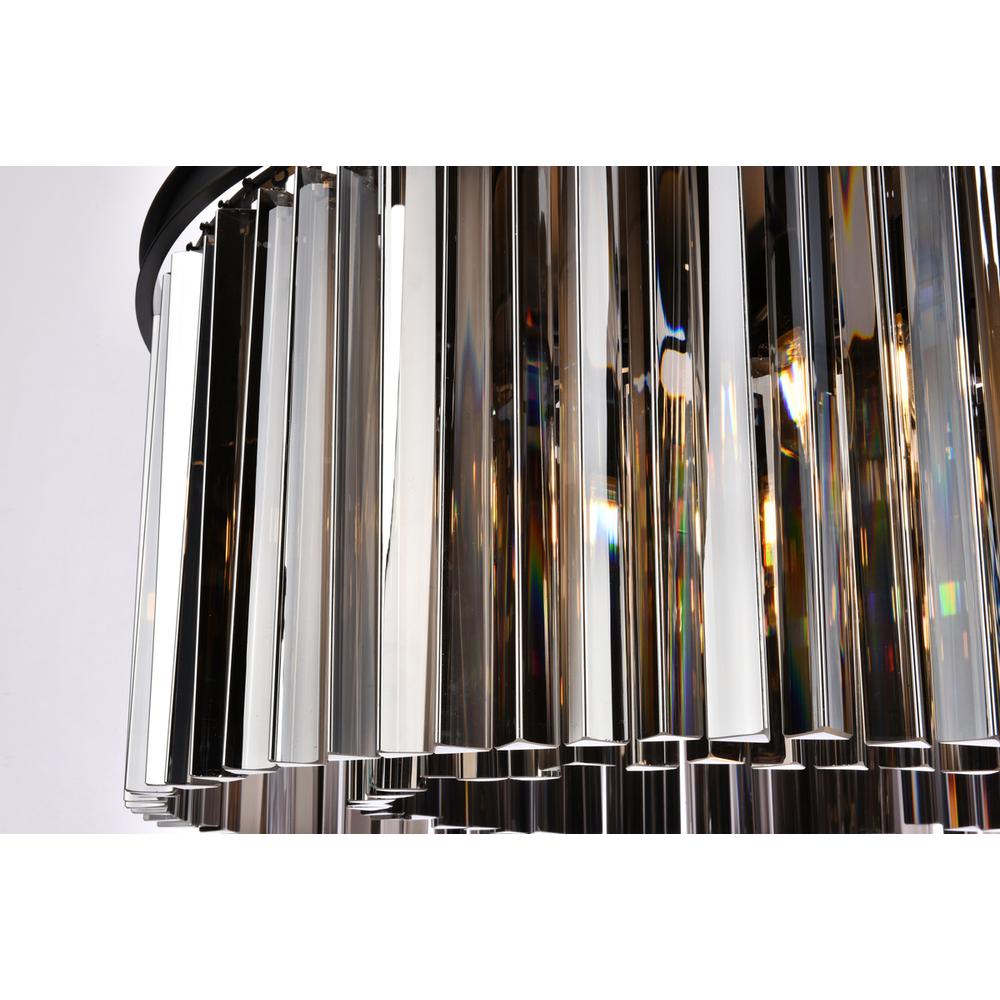 Sydney 8 light Matte Black Chandelier Silver Shade (Grey) Royal Cut Crystal. Picture 3