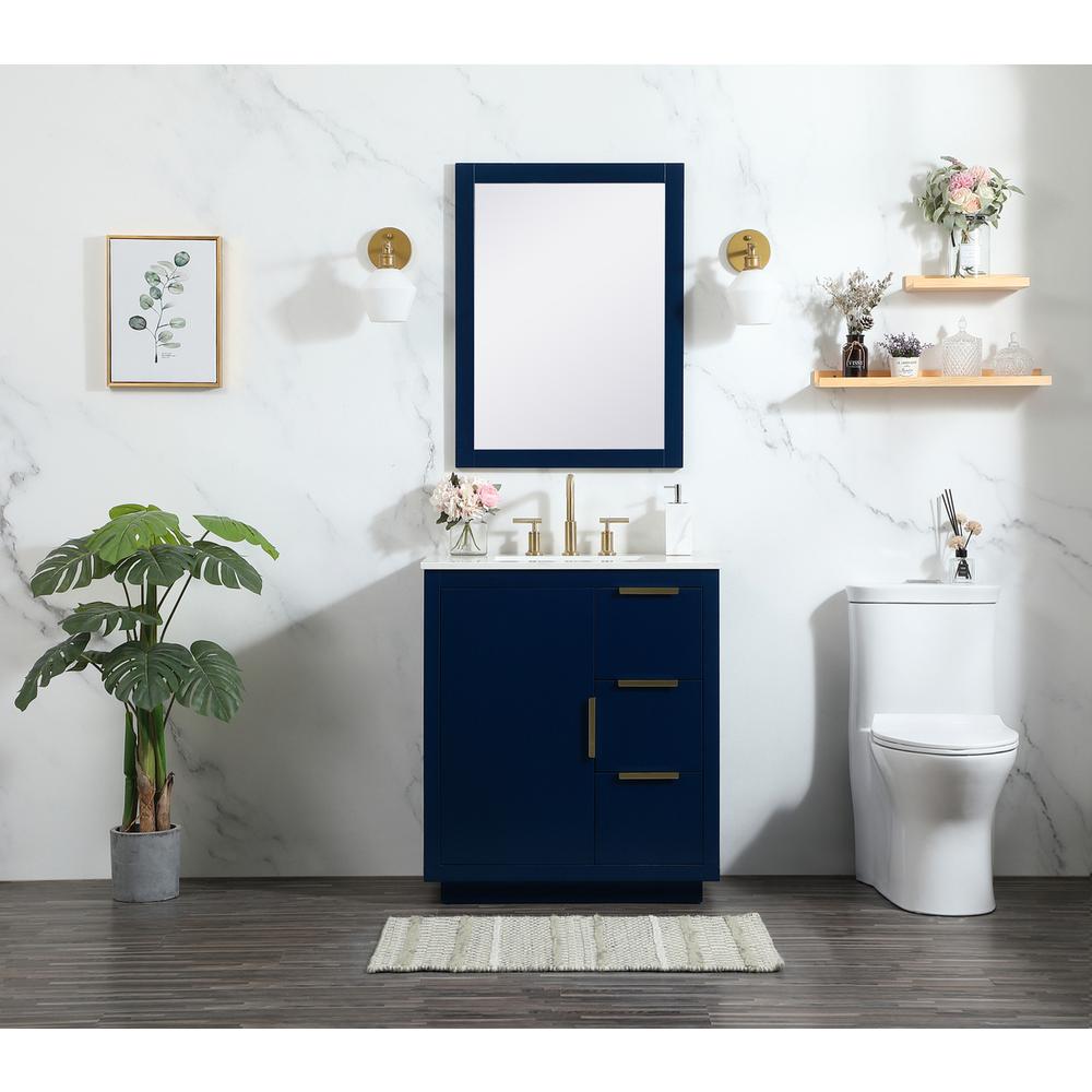 30 inch Single bathroom vanity in blue. Picture 4