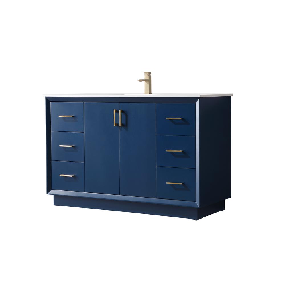 54 Inch SIngle Bathroom Vanity In Blue. Picture 7