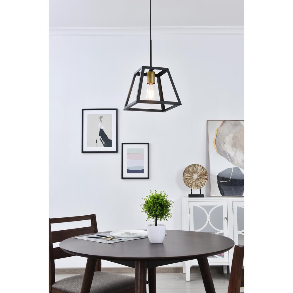 Resolute 1 light brass and black Pendant. Picture 12