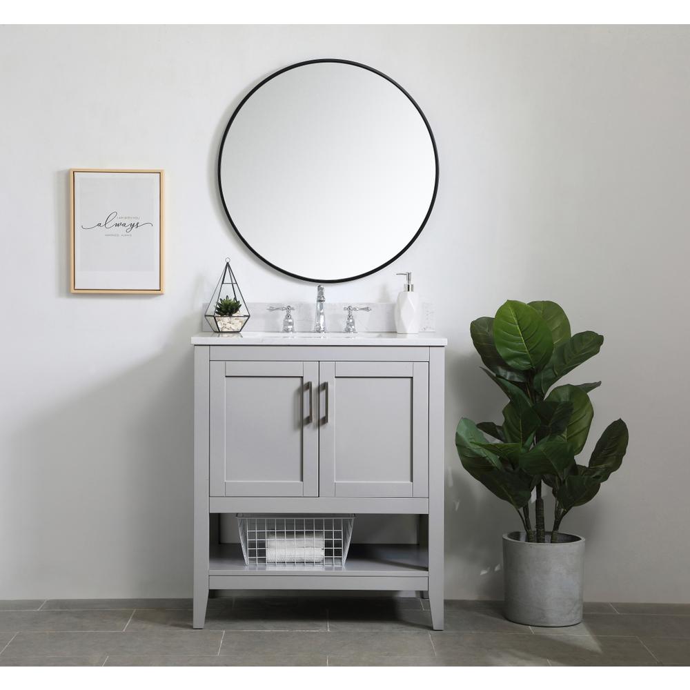 30 inch Single Bathroom Vanity in Grey with Backsplash. Picture 6