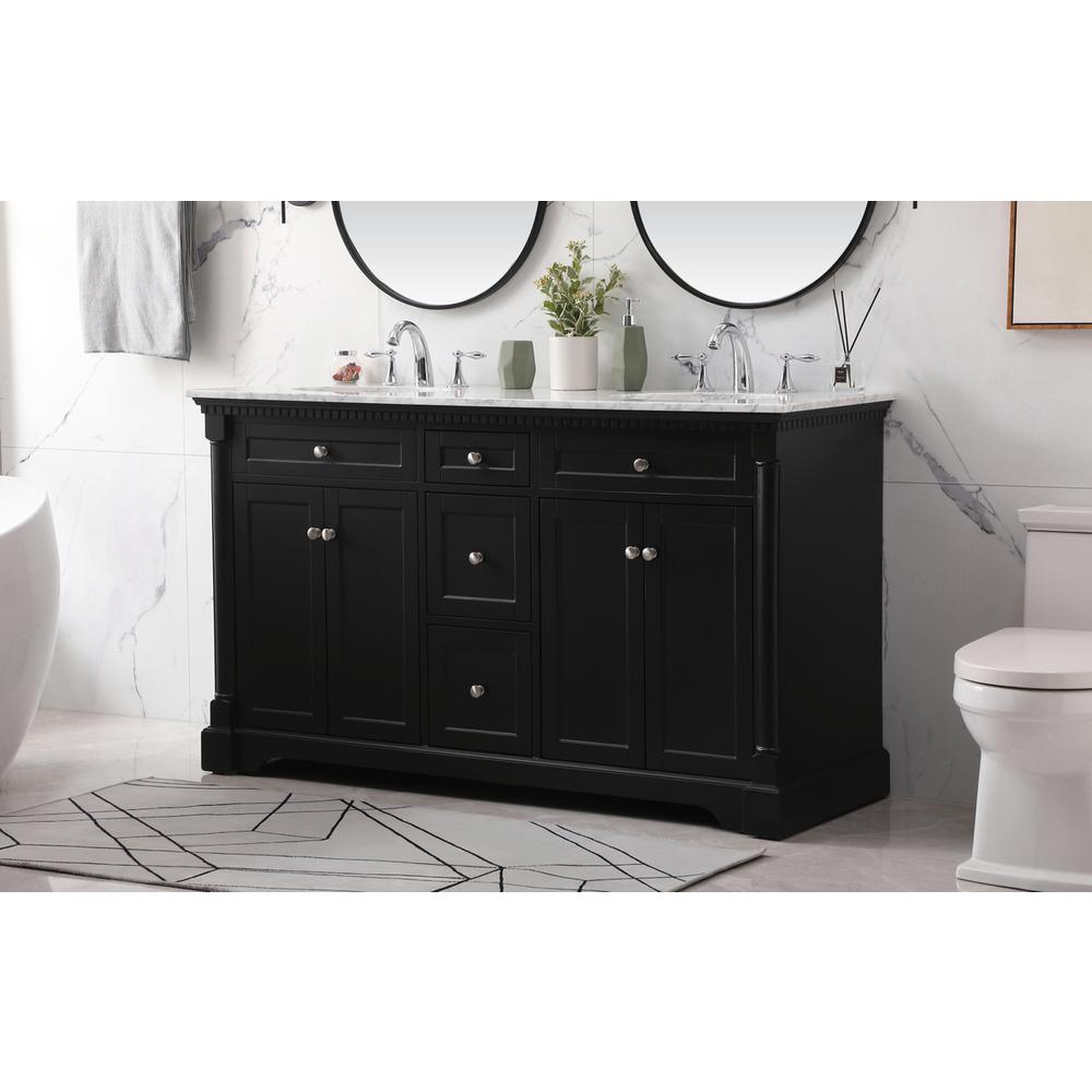 60 inch double bathroom vanity set in black. Picture 2