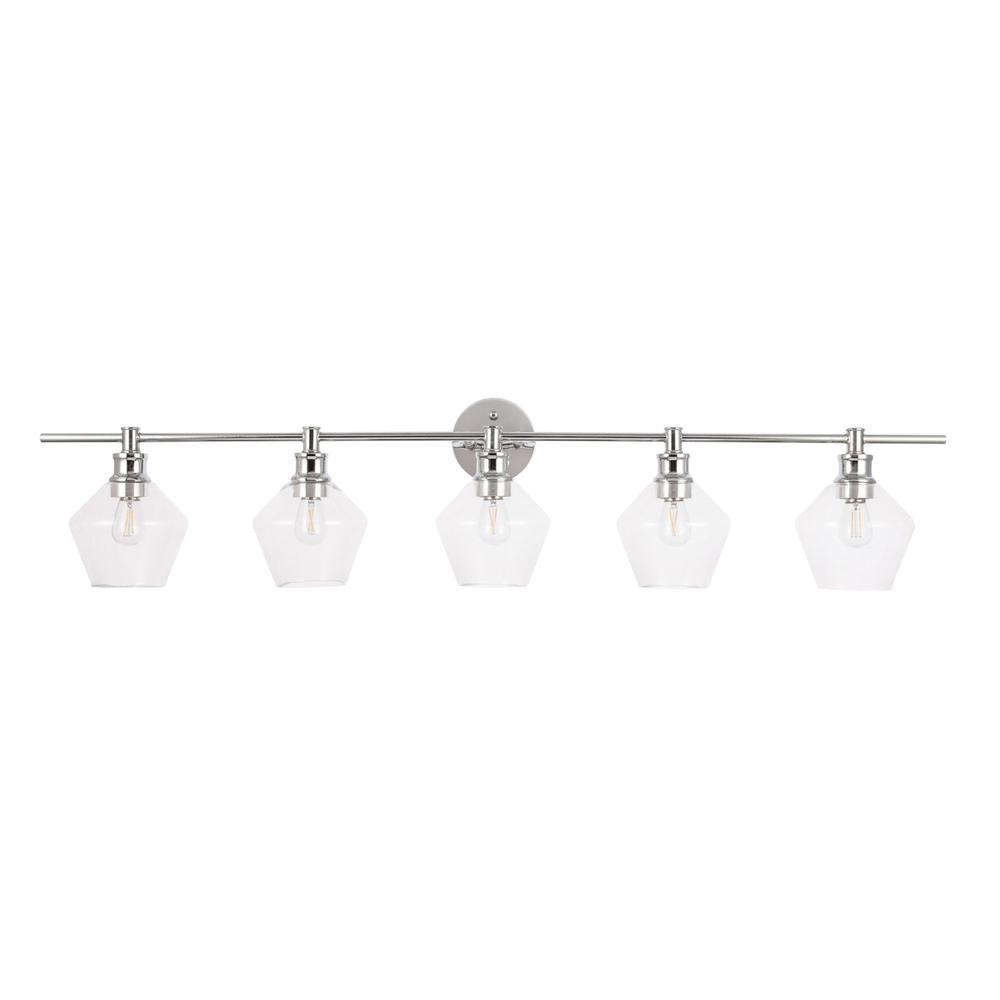 Gene 5 light Chrome and Clear  glass Wall sconce. Picture 10