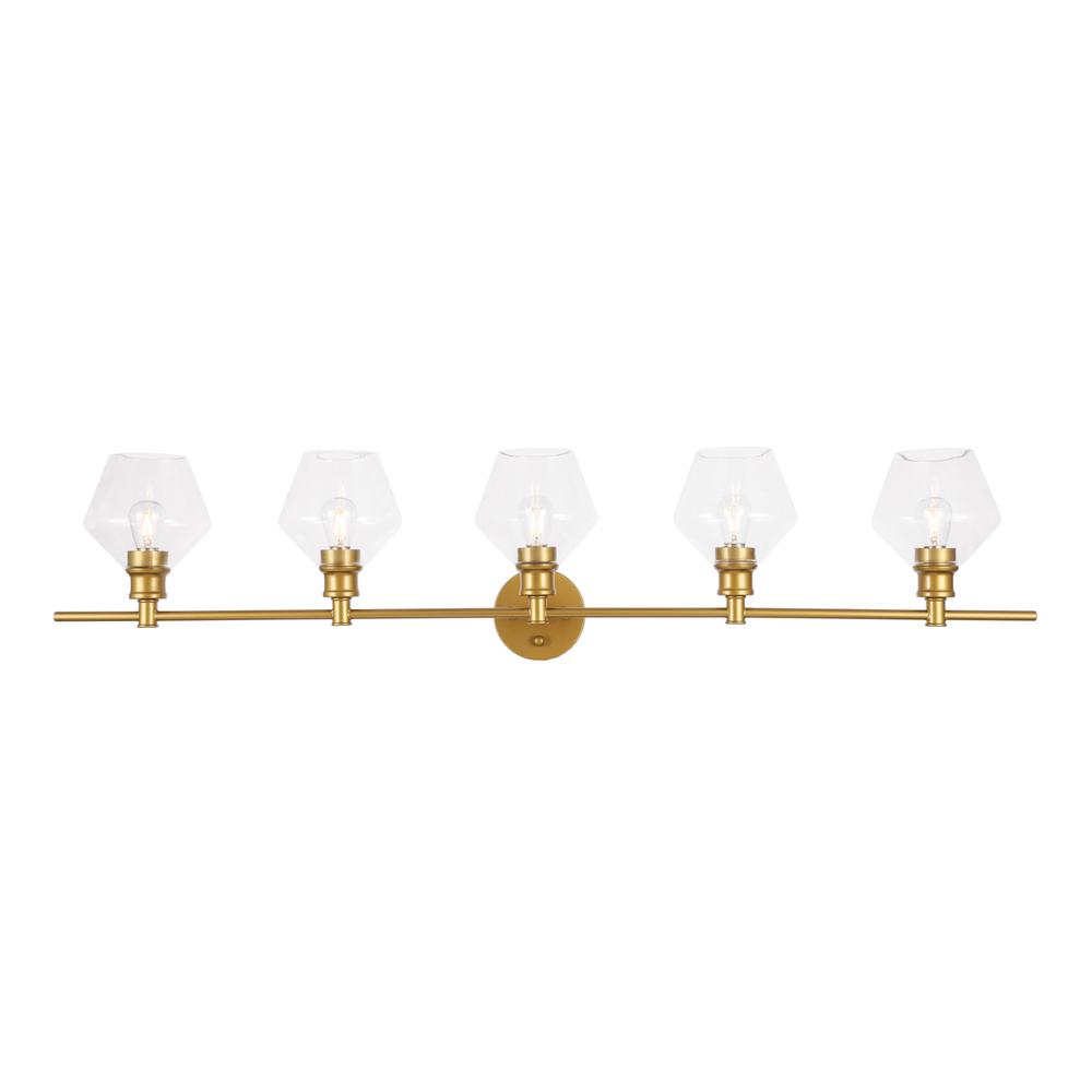 Gene 5 light Brass and Clear glass Wall sconce. Picture 1