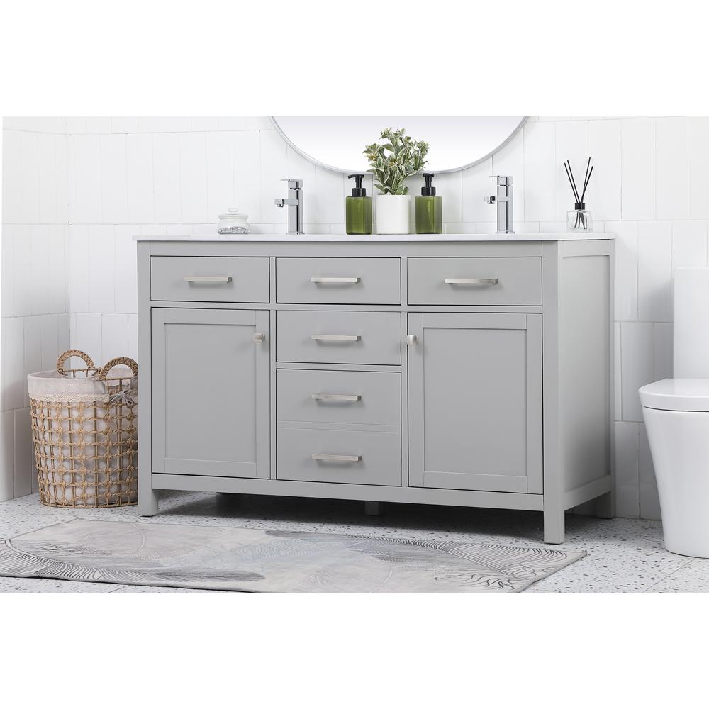 54 Inch Double Bathroom Vanity In Grey. Picture 2