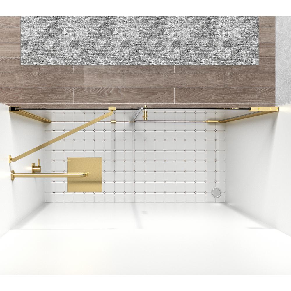 Semi-frameless hinged shower door 48 x 72 Brushed Gold. Picture 4