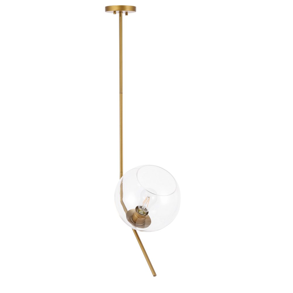 Ryland 1 Light Brassand Clear Glass Pendant. Picture 8