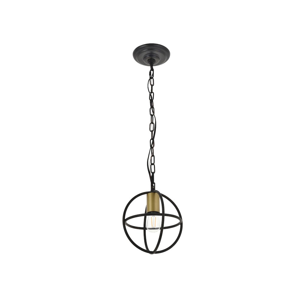 Octavia 1 Light Brass And Dark Brown Pendant. Picture 3