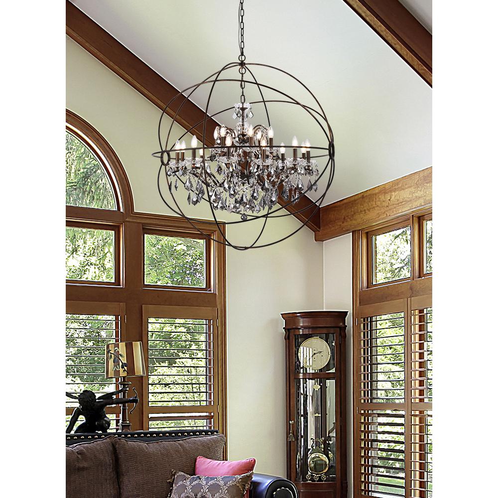 Geneva 18 light Dark Bronze Chandelier Silver Shade (Grey) Royal Cut crystal. Picture 8