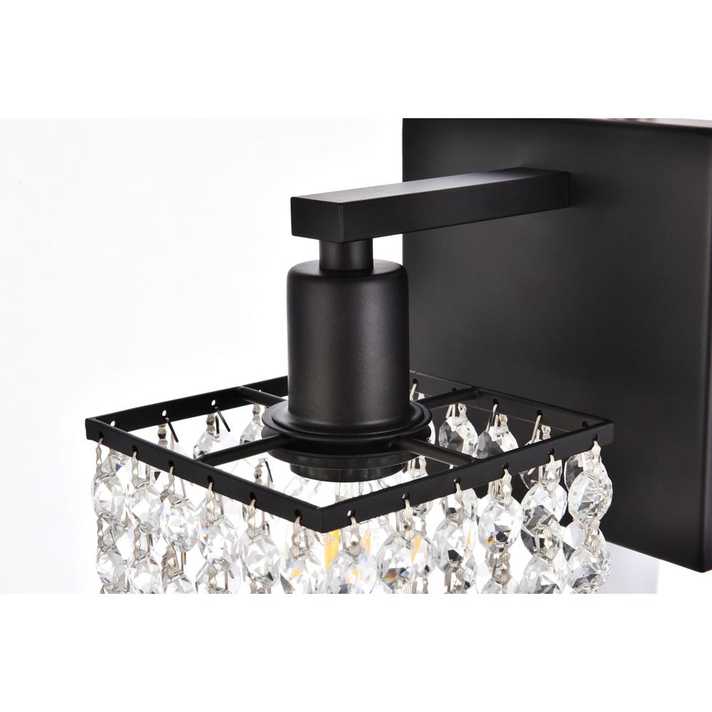 Phineas 1 light bath sconce in black with clear crystals. Picture 4