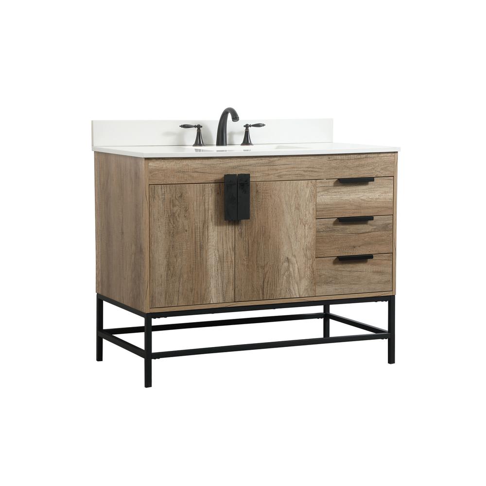 42 inch Single bathroom vanity in natural oak with backsplash. Picture 7