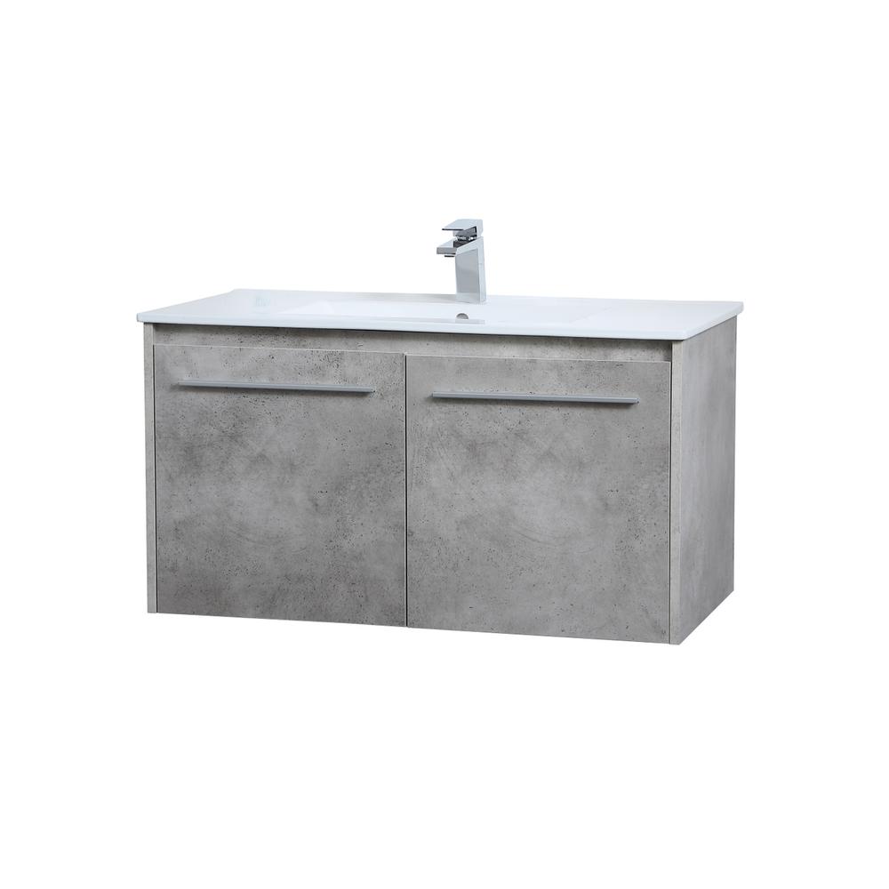 36 inch  Single Bathroom Floating Vanity in Concrete Grey. Picture 6
