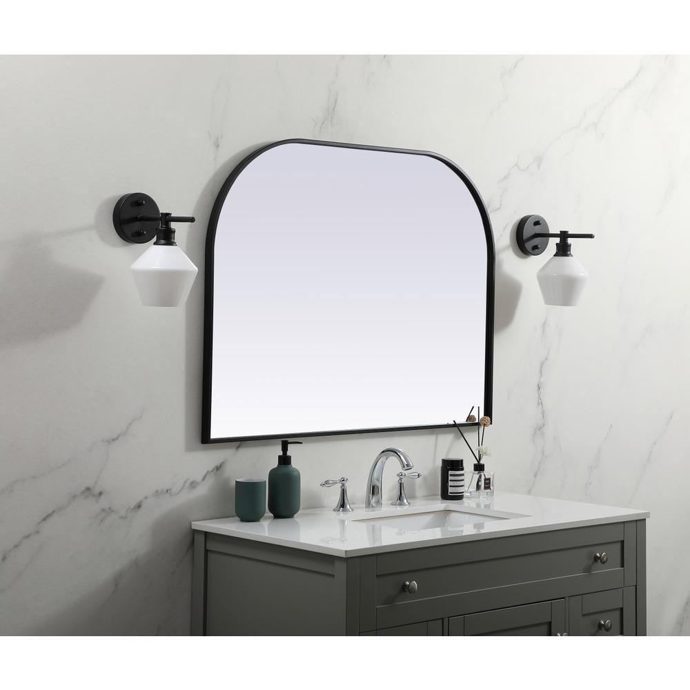 Metal Frame Arch Mirror 40x30 Inch in Black. Picture 2
