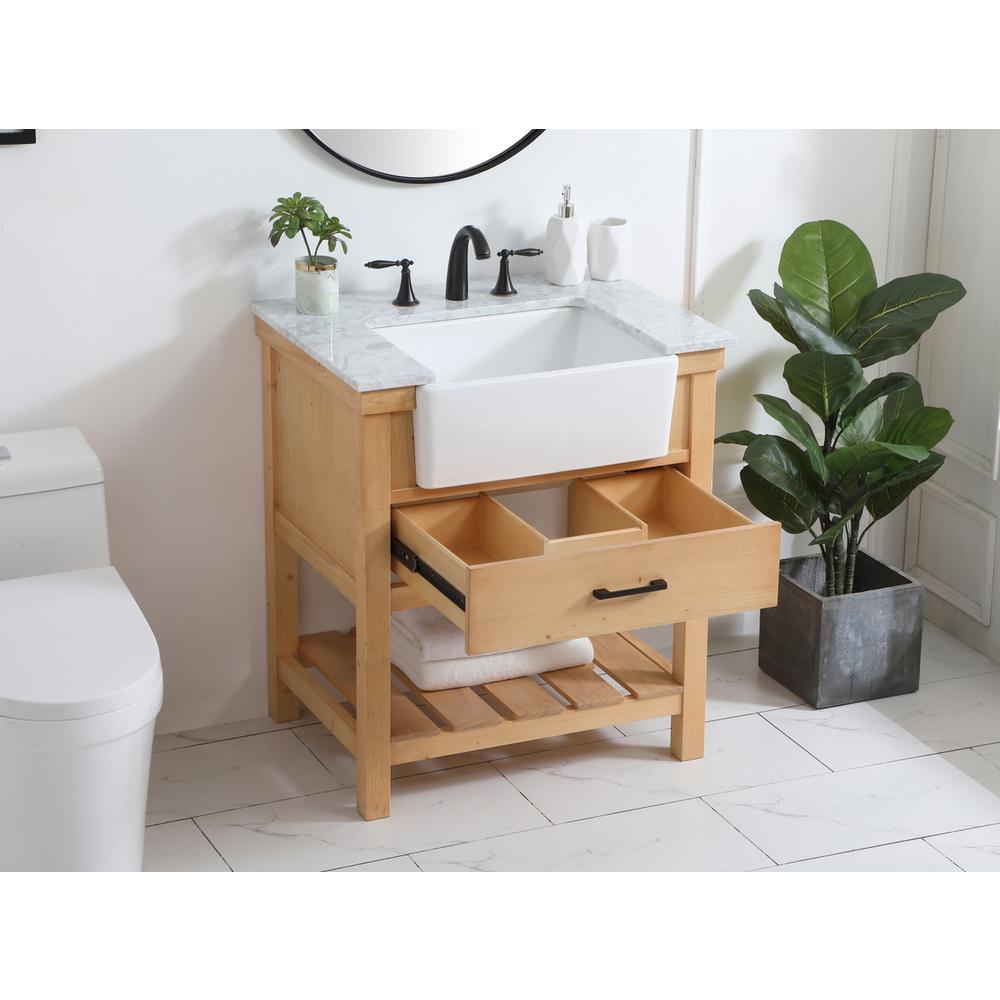 30 inch Single bathroom vanity in natural wood. Picture 3