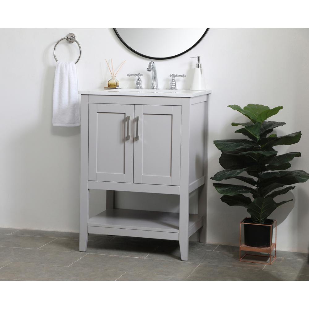 24 inch Single Bathroom Vanity in Grey. Picture 2