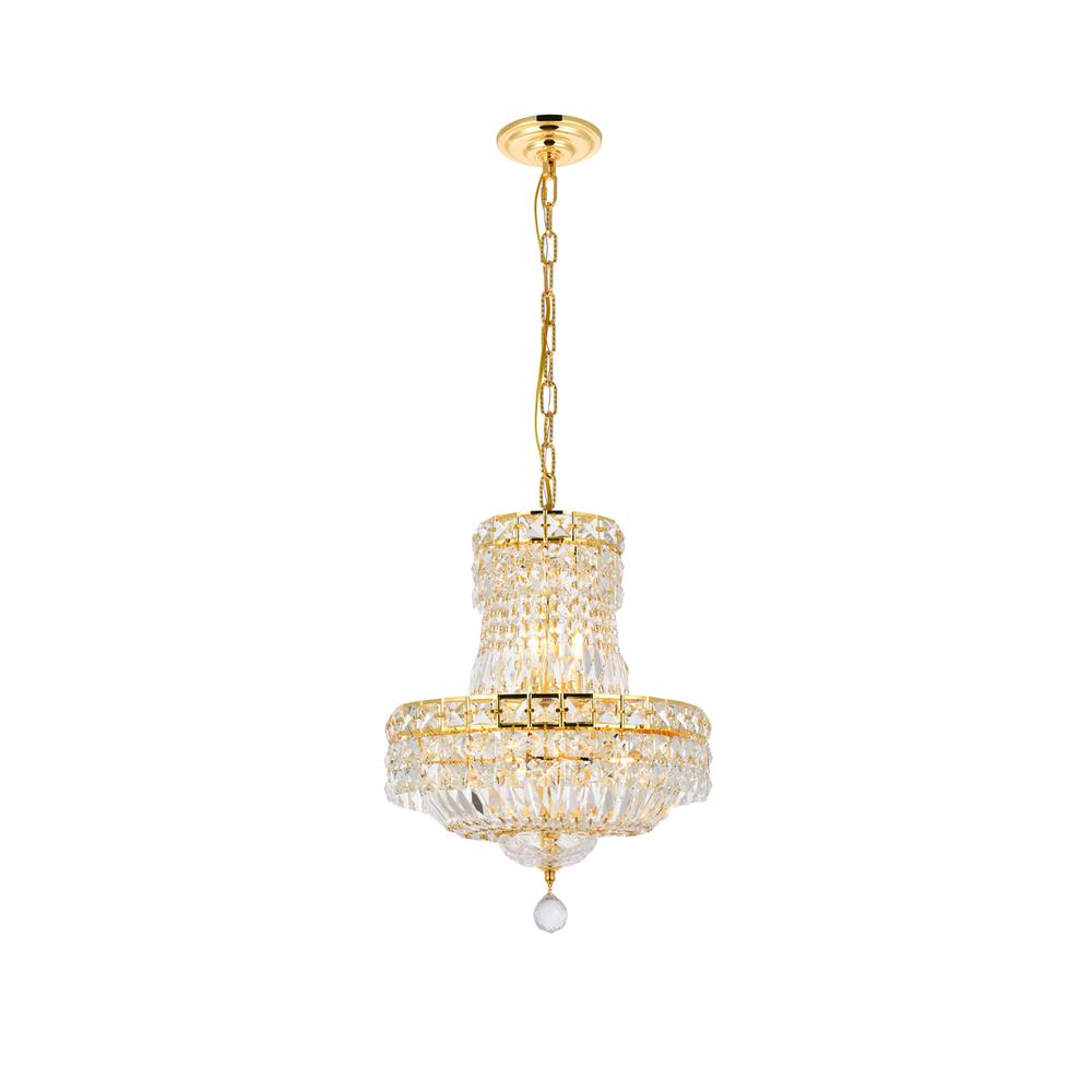 Tranquil 6 light Gold Pendant Clear Royal Cut Crystal. Picture 1