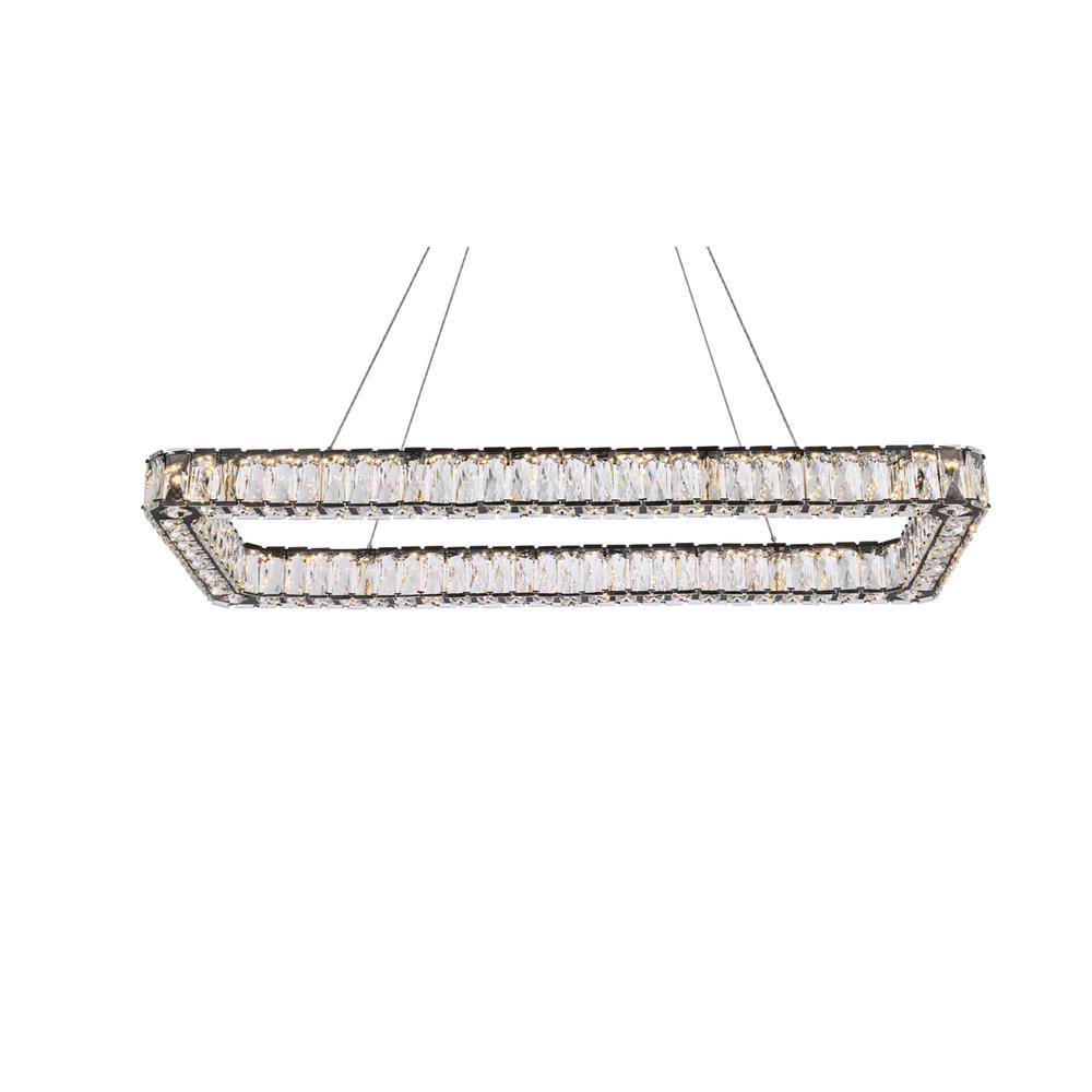 Monroe 42 inch LED Single rectangle pendant in black. Picture 2
