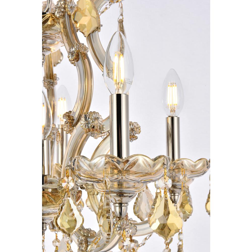 Maria Theresa 6 light Gold Pendant Golden Teak (Smoky) Royal Cut Crystal. Picture 4