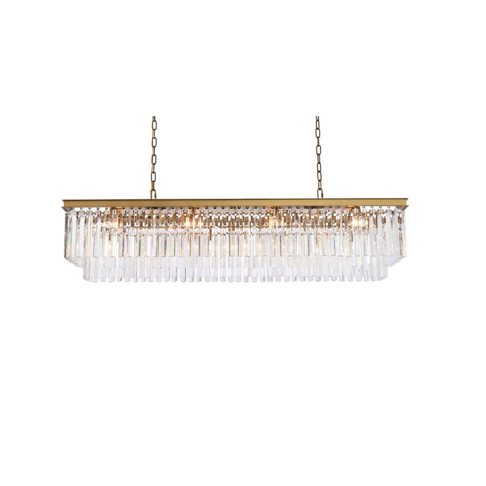 Sydney 60 inch rectangle crystal chandelier in satin gold. Picture 2