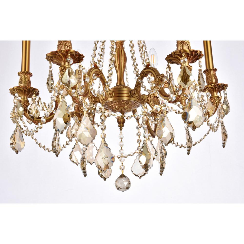 Rosalia 6 light French Gold Chandelier Golden Teak (Smoky) Royal Cut Crystal. Picture 3