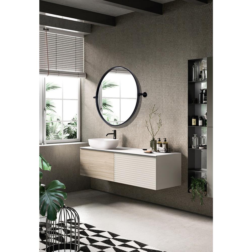 Round pivot mirror 24 inch in black. Picture 2