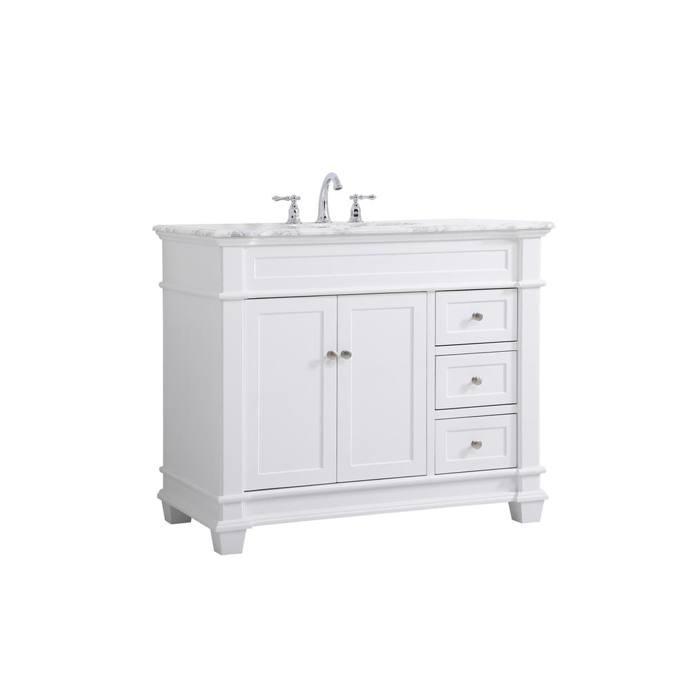 42 inch Single Bathroom Vanity set in White. Picture 7