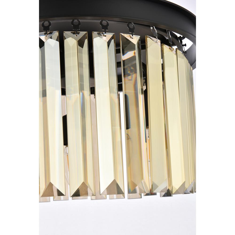 Sydney 3 light Matte Black Flush Mount Golden Teak (Smoky) Royal Cut Crystal. Picture 5