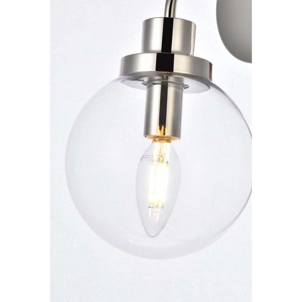 Hanson 1 light bath sconce in polished nickel with clear shade. Picture 3