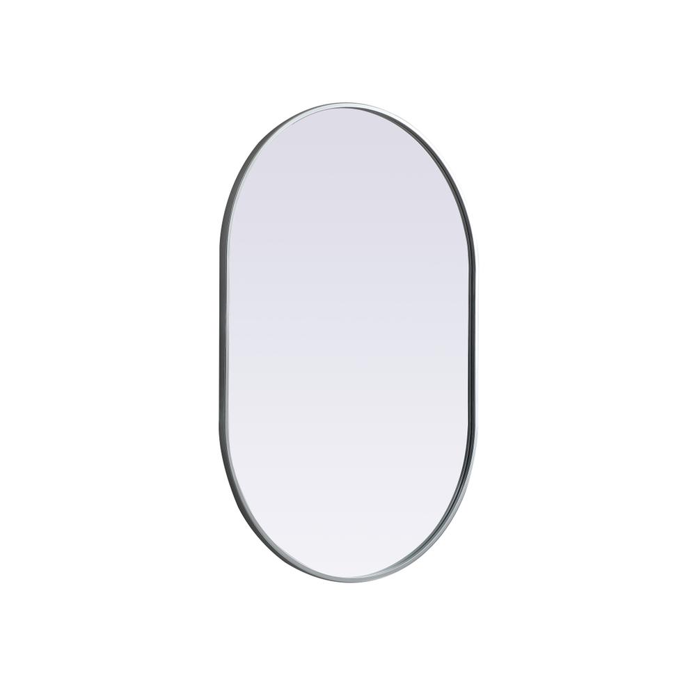 Metal Frame Oval Mirror 27x40 Inch in Silver. Picture 7