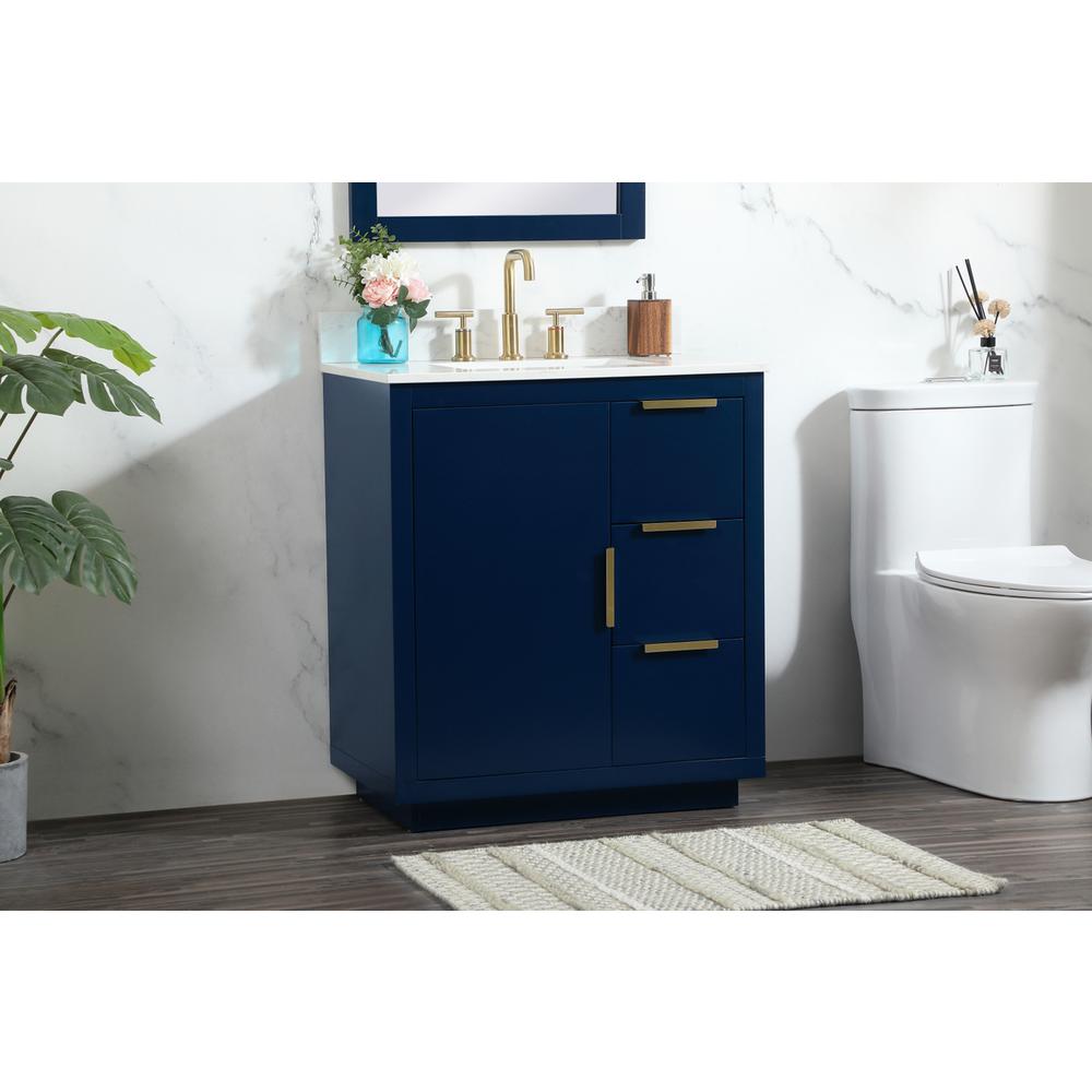 30 inch Single bathroom vanity in blue with backsplash. Picture 2