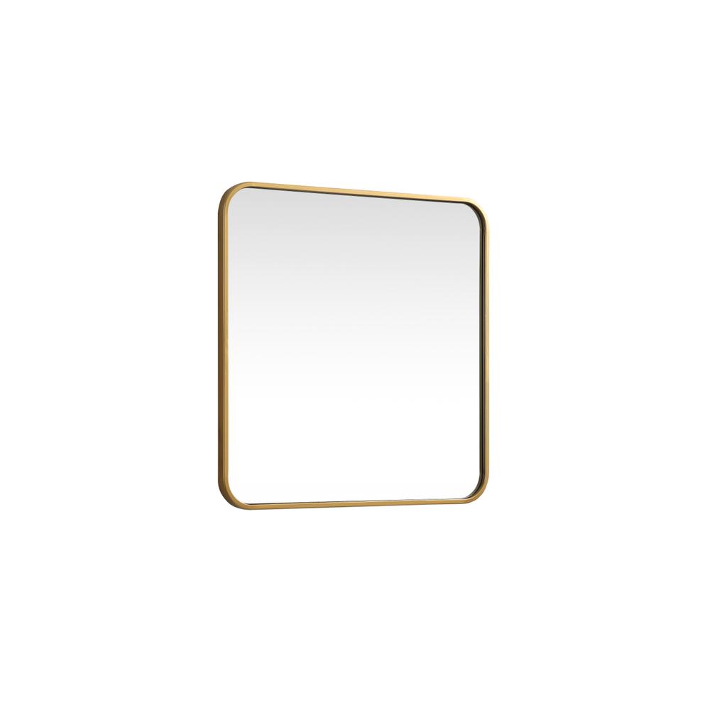Soft corner metal square mirror 24x24 inch in Brass. Picture 7