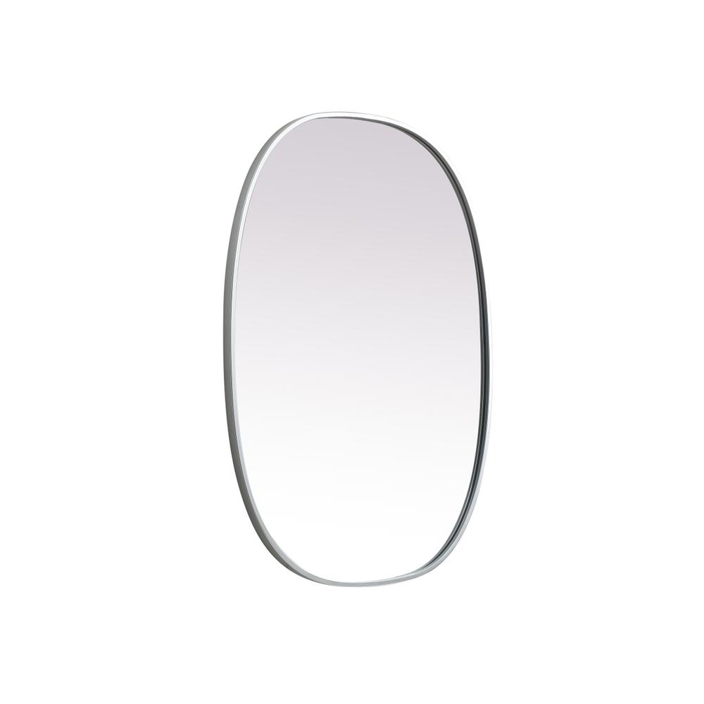 Metal Frame Oval Mirror 27x36 Inch in Silver. Picture 7