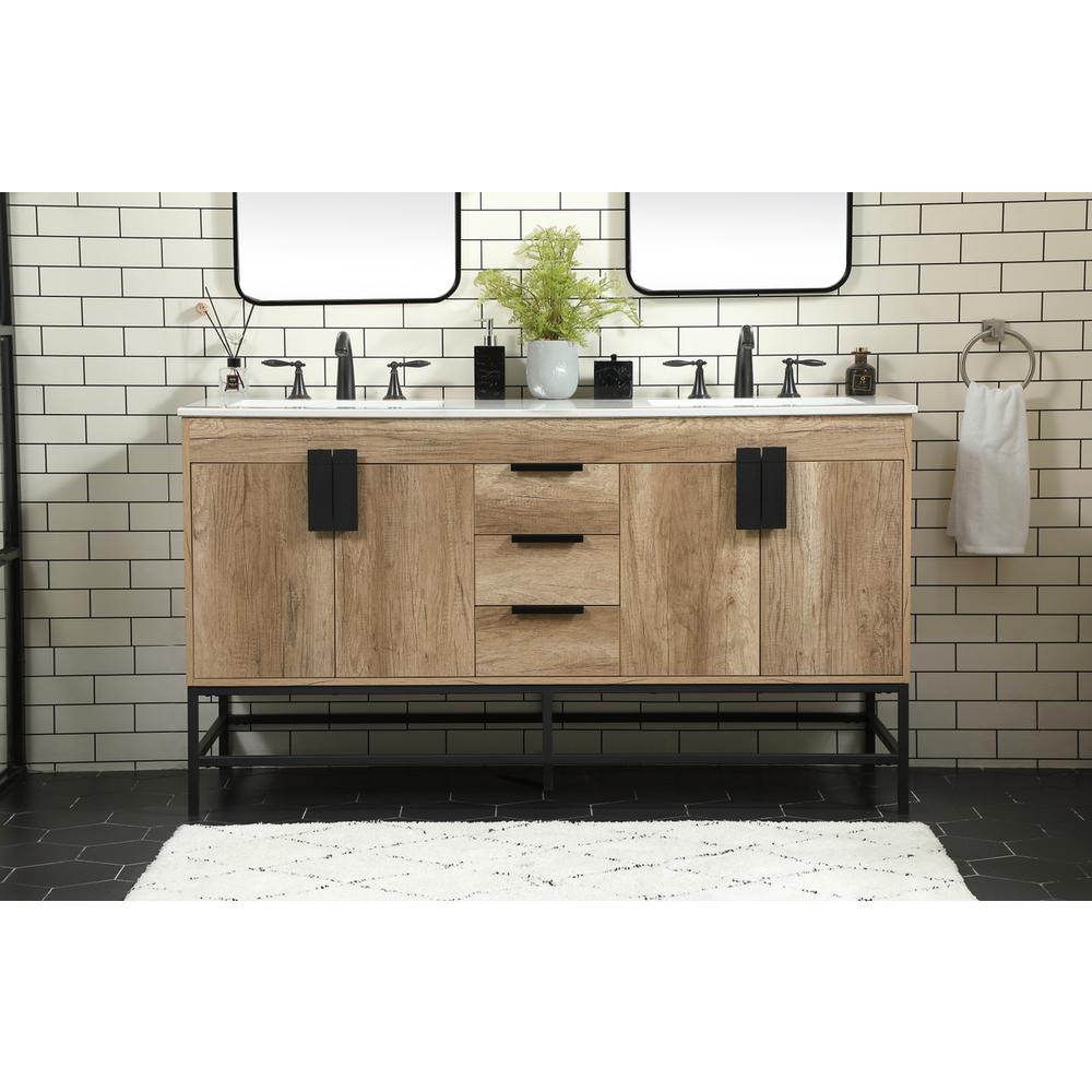 60 inch double bathroom vanity in natural oak. Picture 14