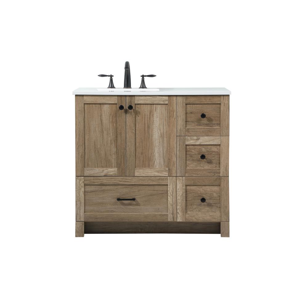 36 inch Single bathroom vanity in natural oak. Picture 1