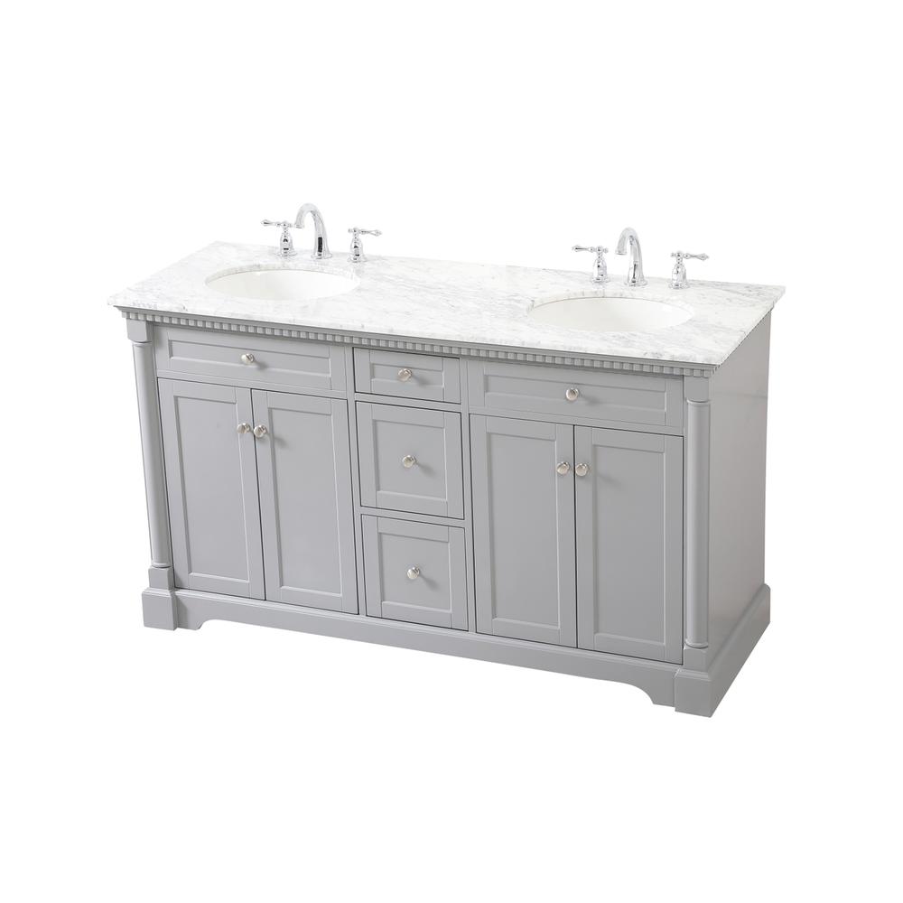 60 inch double bathroom vanity in Grey. Picture 8